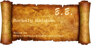 Borbély Balabán névjegykártya